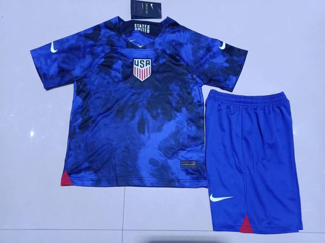 Kids-USA 2022 World Cup Away Dark Blue Soccer Jersey